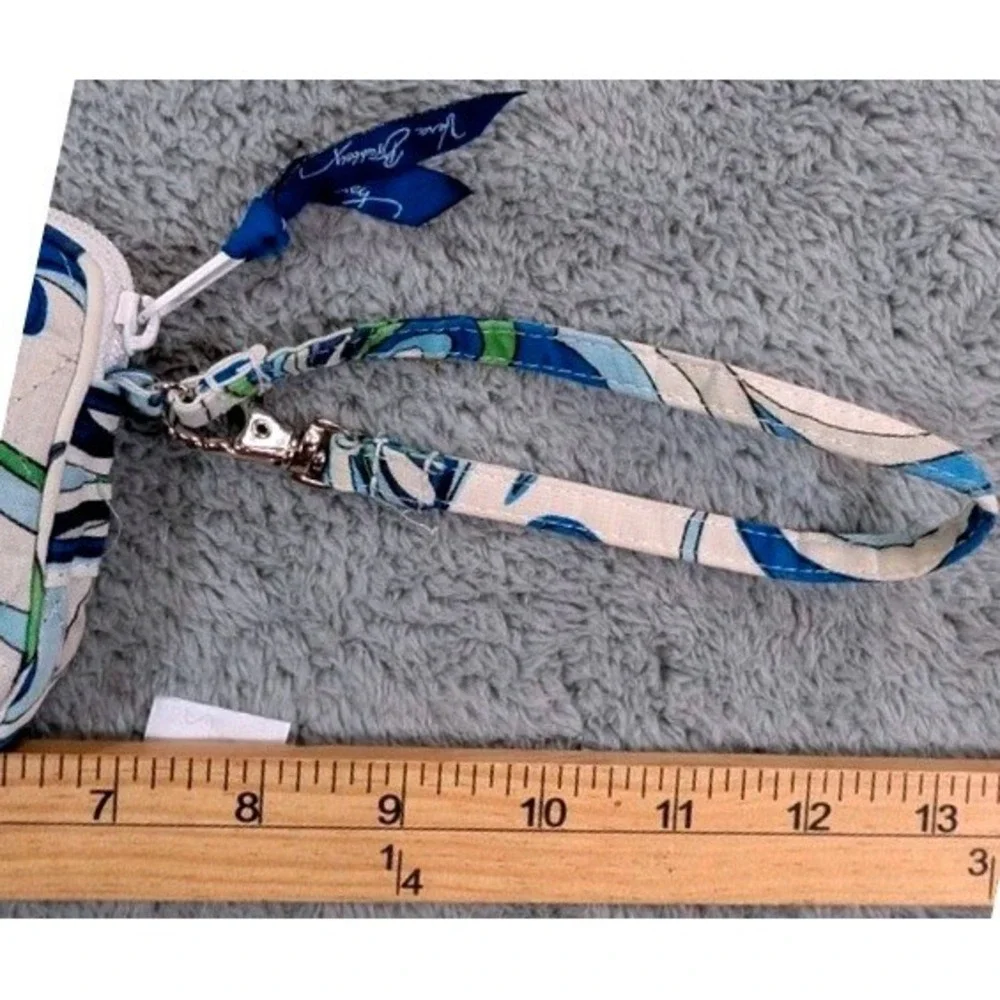 Vera Bradley Mediterranean White Quilted Cotton Zip Wristlet - Made in USA